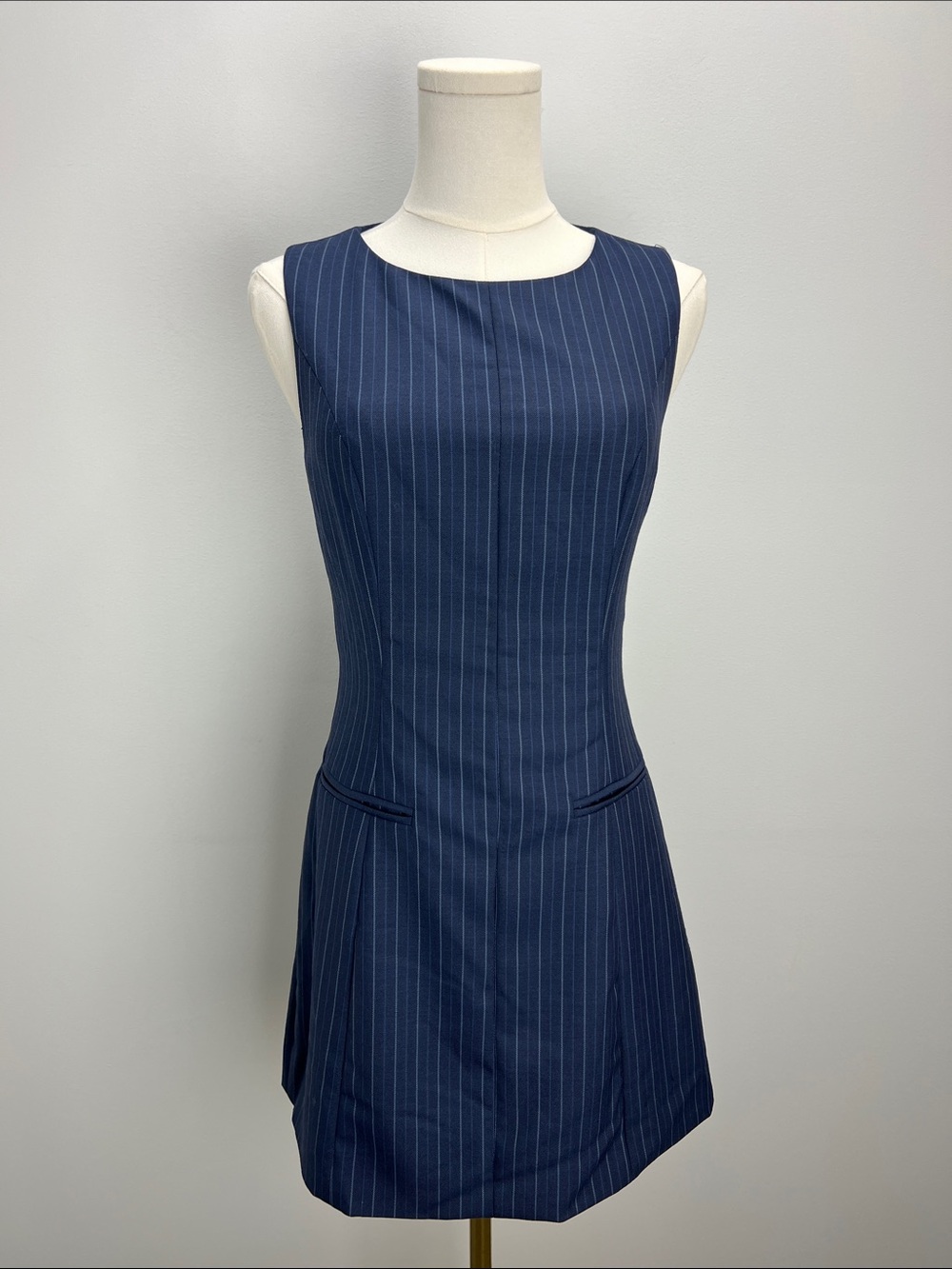 Reformation Citron Dress Navy Stripe Womens 2 Preppy Old Money Academia Office